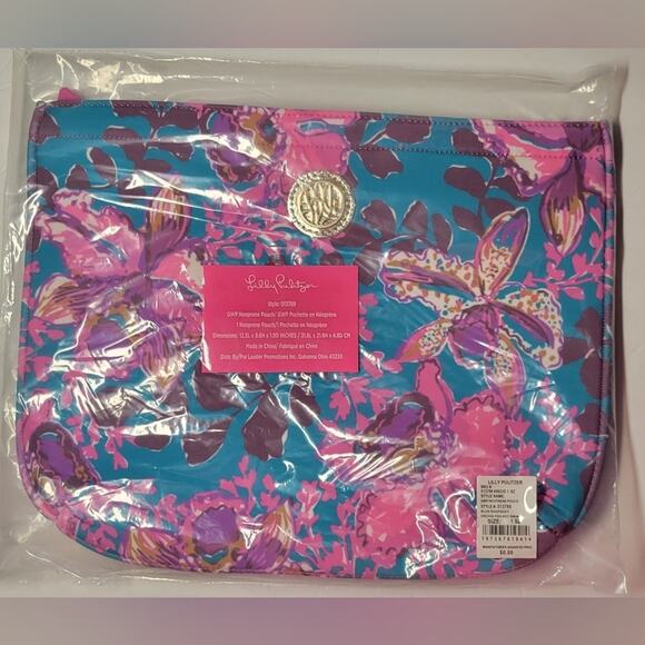 Lilly Pulitzer Neoprene Pouch – Blue Rhapsody Orchid You Not Swim GWP NIP - Picture 4 of 5